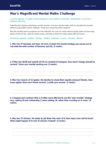 Free Mental Maths Worksheet | Class 4 | Maths | BookFlik