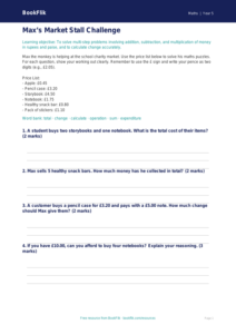 Free Money Activity Sheet | Class 5 | Maths | BookFlik