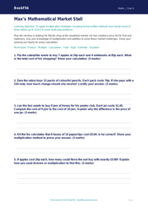 Maths multiplication activity sheet class 4 greater depth