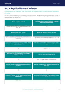 Free Negative Numbers Flashcards | Class 5 | Maths | BookFlik