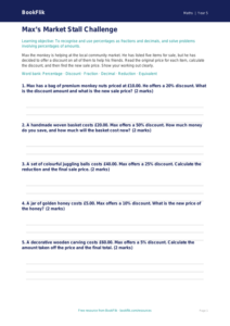 Free Percentages Activity Sheet | Class 5 | Maths | BookFlik