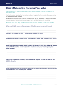 Free Place Value Assessment | Class 5 | Maths | BookFlik