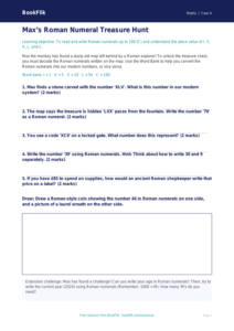Free Roman Numerals Activity Sheet | Class 4 | Maths | BookFlik