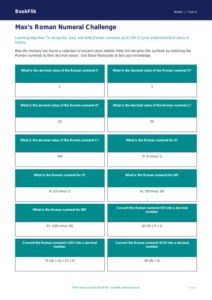 Free Roman Numerals Flashcards | Class 4 | Maths | BookFlik