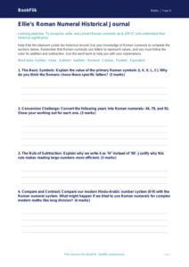 Free Roman Numerals Template | Class 4 | Maths | BookFlik