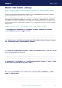 Free Roman Numerals Track Sheet | Class 4 | Maths | BookFlik