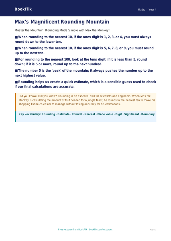 Maths rounding poster class 4 greater depth worksheet preview — Maths Rounding