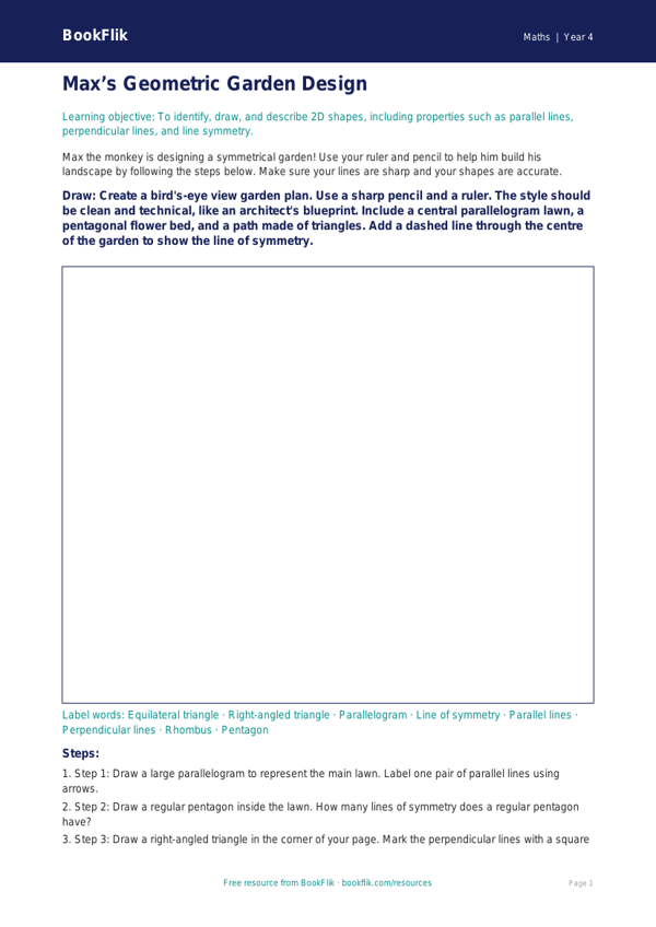 Free Shape Drawing Sheet | Class 4 | Maths | BookFlik worksheet preview — Maths Shape