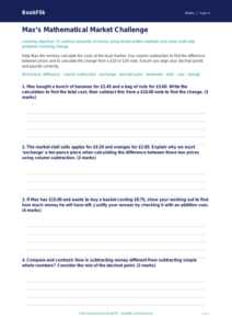 Advanced Subtraction Worksheets | Class 4 Maths | BookFlik