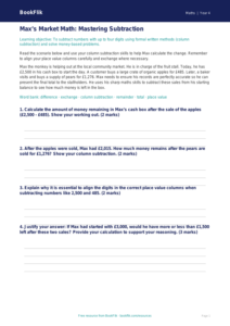 Free Subtraction Track Sheet | Class 4 | Maths | BookFlik