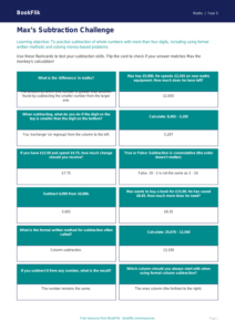 Free Subtraction Flashcards | Class 5 | Maths | BookFlik