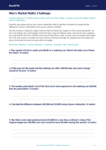 Free Subtraction Track Sheet | Class 5 | Maths | BookFlik
