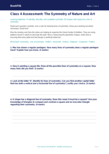 Free Symmetry Assessment | Class 4 | Maths | BookFlik