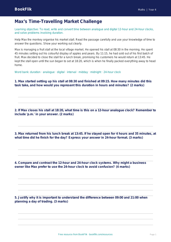 Maths time track sheet class 4 greater depth worksheet preview — Maths Time