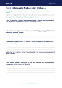 Free Times Tables Worksheet | Class 5 | Maths | BookFlik