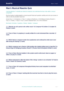 Composers Quiz Class 5 Free | Music CBSE Worksheet | BookFlik