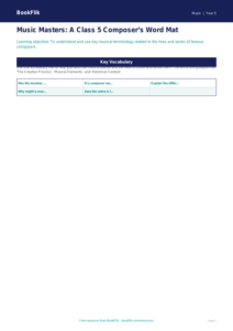 Free Composers Word Mat | Class 5 | Music | BookFlik