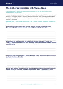 Free Instruments Activity Sheet | Class 4 | Music | BookFlik