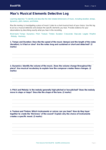Musical Elements Worksheet for Class 4 | CBSE Music Curriculum