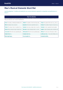 Musical Elements Word Mat for Class 4 | CBSE Music Curriculum | BookFlik