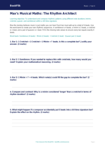 Free Rhythm Activity Sheet | Class 4 | Music | BookFlik