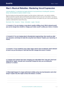 Singing Activity Sheet for Class 4 | Music Theory & Practice | BookFlik
