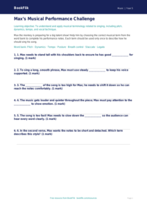 Free Singing Activity Sheet | Class 5 | Music | BookFlik