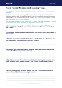 Tempo Activity Sheet | Class 4 Music | CBSE Curriculum | BookFlik