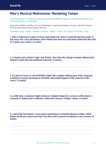 Tempo Worksheet for Class 4 | CBSE Music Curriculum | BookFlik
