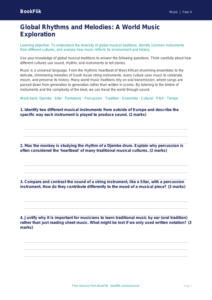 World Music Worksheet for Class 4 | CBSE Music Curriculum | BookFlik