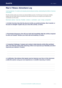 Class 4 Fitness Tracker Template | CBSE Physical Education | BookFlik