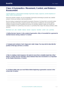 Class 4 Gymnastics Assessment Worksheet | CBSE PE Resources