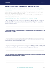 Invasion Games Worksheet for Class 5 | CBSE PE Curriculum | BookFlik