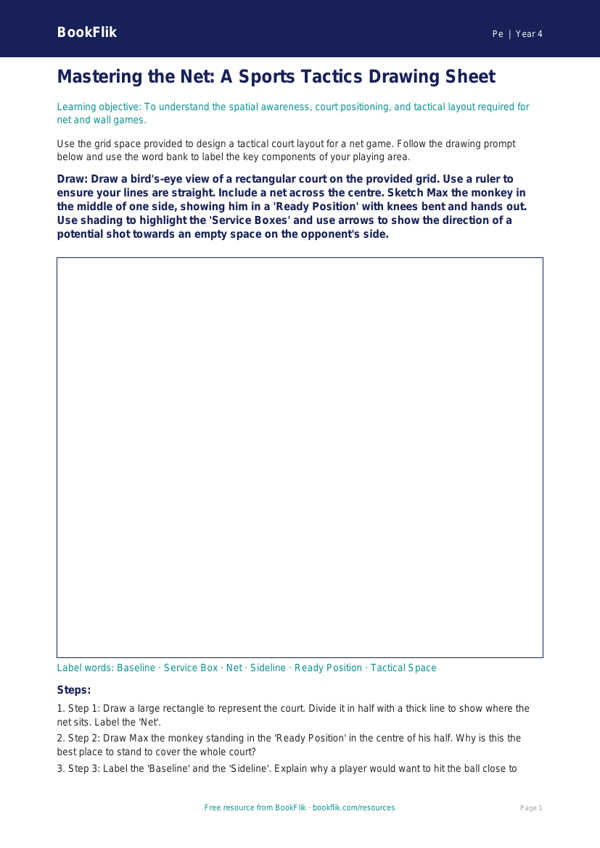 Net and Wall Games Drawing Sheet | Class 4 PE | BookFlik worksheet preview — Pe Net And Wall Games