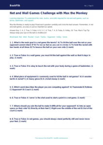 Free Net and Wall Games Quiz | Class 4 | PE | BookFlik