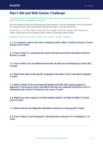 Net and Wall Games Quiz for Class 4 | CBSE Physical Education