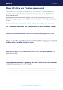 Pe striking and fielding assessment class 4 core