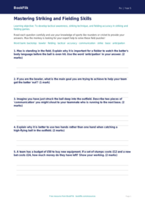 Striking and Fielding Worksheet for Class 5 | CBSE PE Curriculum