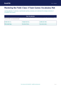 Team Games Vocabulary Word Mat | Class 4 PE | CBSE Resource