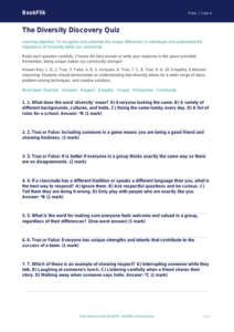 Diversity and Inclusion Quiz for Class 4 | CBSE Life Skills Worksheet