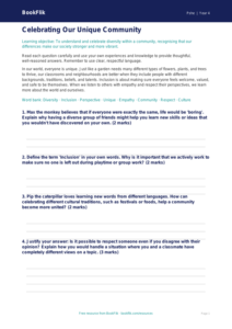 Free Diversity And Inclusion Worksheet | Class 4 | Life Skills | BookFlik
