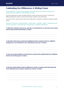 Free Diversity And Inclusion Writing Frame | Class 5 | Life Skills | BookFlik