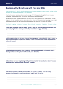 Understanding Feelings Worksheet | Class 5 Life Skills | BookFlik