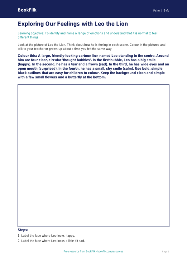 Free Feelings Colouring Page | Nursery / LKG | Life Skills | BookFlik worksheet preview — Pshe Feelings