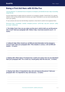 First Aid Writing Frame for Class 4 | CBSE Life Skills Resource