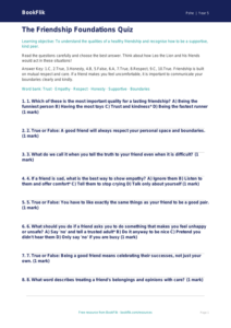 Friendship Quiz for Class 5 Students | Life Skills Worksheet