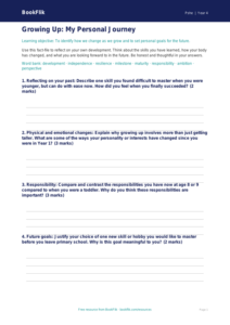 Growing Up Class 4 Life Skills Worksheet | BookFlik CBSE