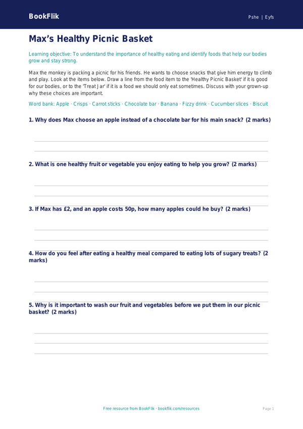 Free Healthy Eating Activity Sheet | Nursery / LKG | Life Skills | BookFlik worksheet preview — Pshe Healthy Eating