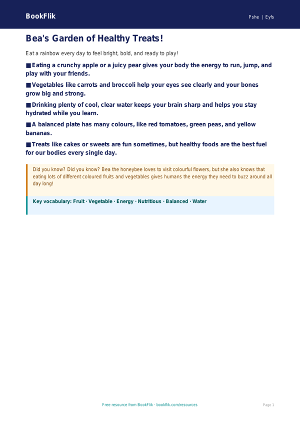 Free Healthy Eating Poster | Nursery / LKG | Life Skills | BookFlik worksheet preview — Pshe Healthy Eating