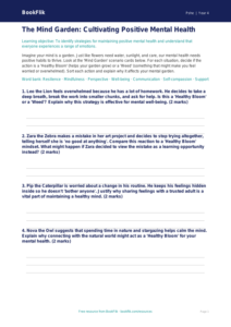 Free Mental Health Activity Sheet | Class 4 | Life Skills | BookFlik